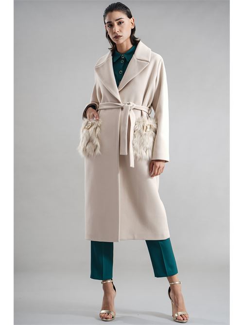 Cappotto con ecopelliccia GM by Gai Mattiolo | GM3559BURRO